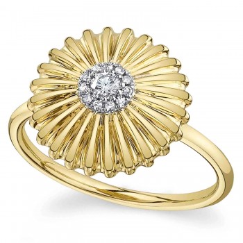 Diamond Daisy Flower Ring 14K Yellow Gold (0.10ct)