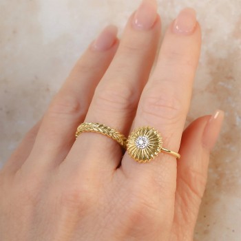 Diamond Daisy Flower Ring 14K Yellow Gold (0.10ct)