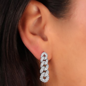 Lab Grown Diamond Link Drop Earrings 14K White Gold (1.62ct)