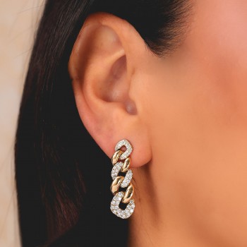 Lab Grown Diamond Link Drop Earrings 14K Yellow Gold (1.03ct)