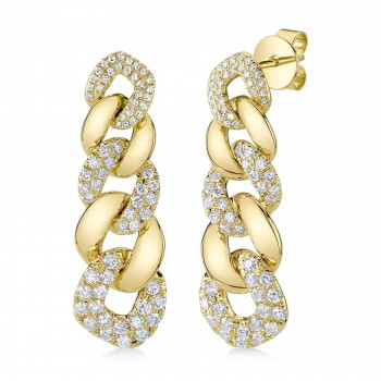 Diamond Link Drop Earrings 14K Yellow Gold (1.03ct)