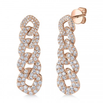 Lab Grown Diamond Link Drop Earrings 14K Rose Gold (1.62ct)