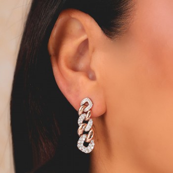 Diamond Link Drop Earrings 14K Rose Gold (1.03ct)