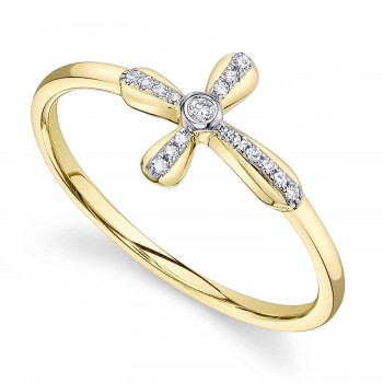 Diamond Sideway Cross Ring 14K Yellow Gold (0.06ct)