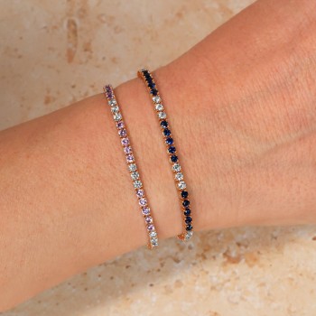 Lab Grown Pink Sapphire & Diamond Tennis Bracelet 14K Rose Gold (3.51ct)