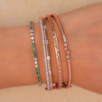 Lab Grown Emerald & Diamond Tennis Bracelet 14K Rose Gold (3.24ct)