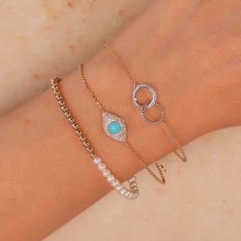 Cultured Pearl Ball Chain Bracelet 14K Rose Gold (4mm)