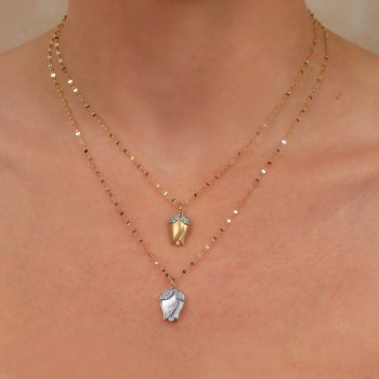 Mother of Pearl & Diamond Flower Pendant Necklace 14K Yellow Gold (1.80ct)