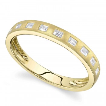 Baguette Diamond Matte Wedding Ring Band 14K Yellow Gold (0.17ct)