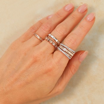 Baguette Diamond Matte Wedding Ring Band 14K Rose Gold (0.17ct)