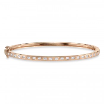 Baguette Diamond Matte Bangle Bracelet 14K Rose Gold (0.40ct)