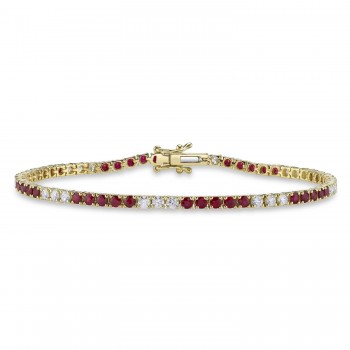 Ruby & Diamond Tennis Bracelet 14K Yellow Gold (3.69ct)