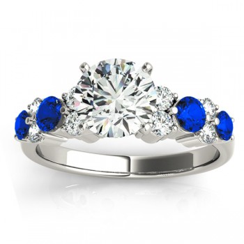 Blue Sapphire & Diamond Engagement Ring 14K White Gold (0.66ct)