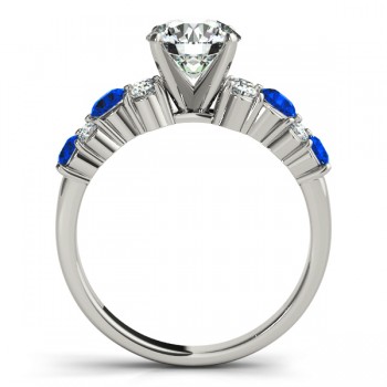 Blue Sapphire & Diamond Engagement Ring 14K White Gold (0.66ct)