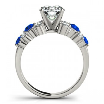 Blue Sapphire & Diamond Engagement Ring Platinum (0.66ct)