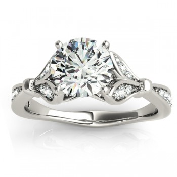 Diamond Tulip Engagement Ring Setting 14K White Gold (0.21ct)