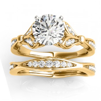 Diamond Accented Tulip Bridal Set 14K Yellow Gold (0.38ct)