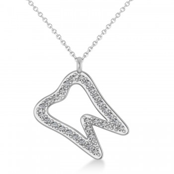 Diamond Angled Tooth Outline Pendant Necklace 14k White Gold (0.29ct)