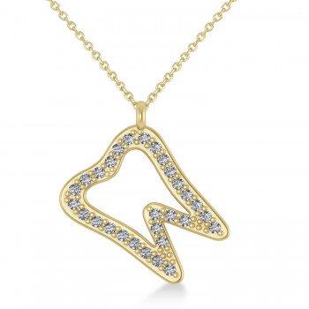 Diamond Angled Tooth Outline Pendant Necklace 14k Yellow Gold (0.29ct)