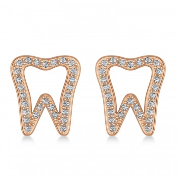 Diamond Tooth Outline Earrings 14k Rose Gold (0.28ct)