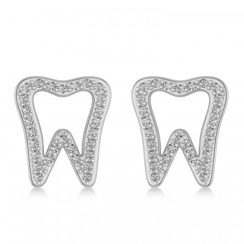 Diamond Tooth Outline Earrings 14k White Gold (0.28ct)