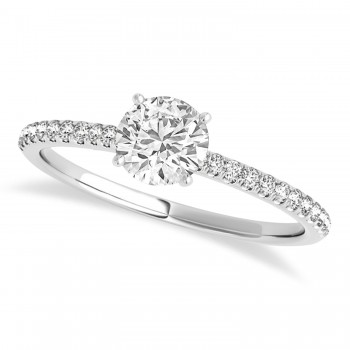 Lab Grown Diamond Accented Engagement Ring Setting 14k White Gold (0.62ct)
