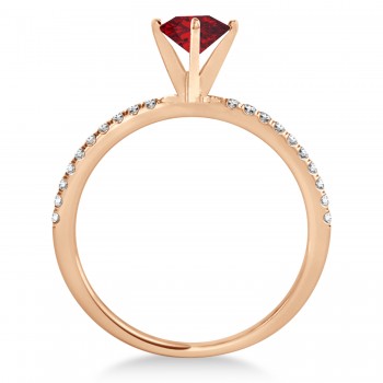 Ruby & Diamond Accented Oval Shape Engagement Ring 14k Rose Gold (0.75ct)