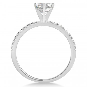 Diamond Accented Oval Shape Engagement Ring 14k White Gold (0.75ct)