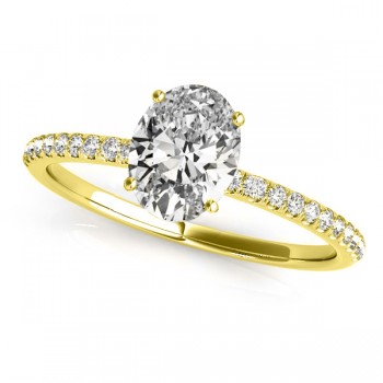 Lab Grown Diamond Accented Oval Shape Engagement Ring 14k Yellow Gold (0.75ct)