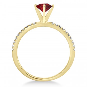 Ruby & Diamond Accented Oval Shape Engagement Ring 14k Yellow Gold (0.75ct)