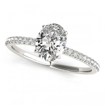Lab Grown Diamond Accented Oval Shape Engagement Ring 18k White Gold (0.75ct)