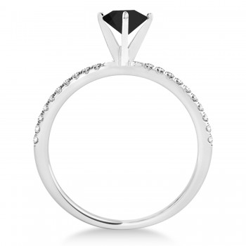 Black & White Diamond Accented Oval Shape Engagement Ring Platinum (0.75ct)