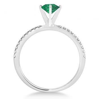 Emerald & Diamond Accented Oval Shape Engagement Ring Platinum (0.75ct)