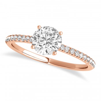 Lab Grown Diamond Accented Engagement Ring Setting 14k Rose Gold (1.12ct)