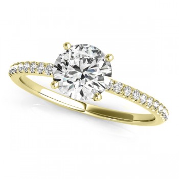 Diamond Accented Engagement Ring Setting 14k Yellow Gold (1.12ct)