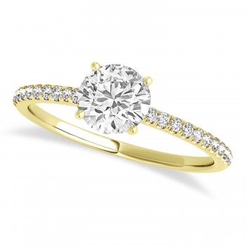 Lab Grown Diamond Accented Engagement Ring Setting 18k Yellow Gold (1.12ct)