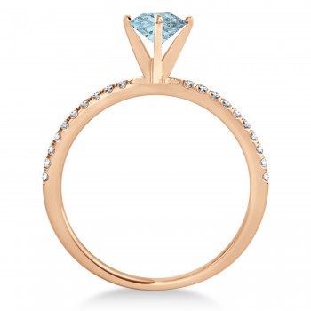 Aquamarine & Diamond Accented Oval Shape Engagement Ring 14k Rose Gold (1.00ct)