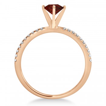 Garnet & Diamond Accented Oval Shape Engagement Ring 14k Rose Gold (1.00ct)