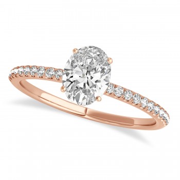 Lab Grown Diamond Accented Oval Shape Engagement Ring 14k Rose Gold (1.00ct)
