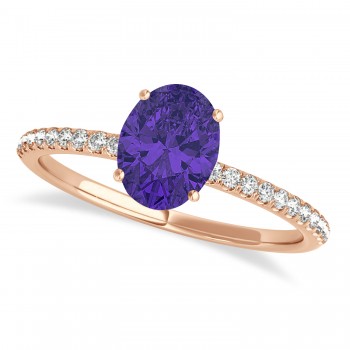 Tanzanite & Diamond Accented Oval Shape Engagement Ring 14k Rose Gold (1.00ct)