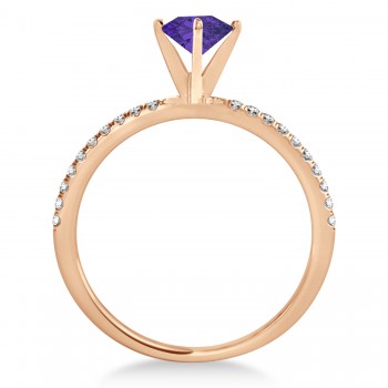 Tanzanite & Diamond Accented Oval Shape Engagement Ring 14k Rose Gold (1.00ct)