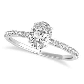 Lab Grown Diamond Accented Oval Shape Engagement Ring 14k White Gold (1.00ct)