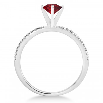 Ruby & Diamond Accented Oval Shape Engagement Ring 14k White Gold (1.00ct)