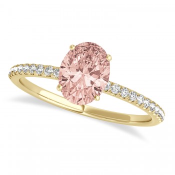 Morganite & Diamond Accented Oval Shape Engagement Ring 14k Yellow Gold (1.00ct)