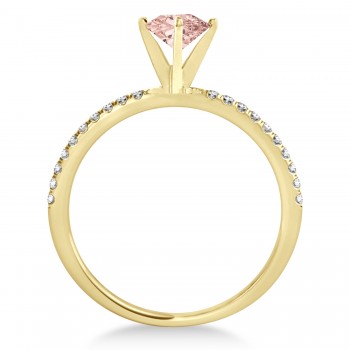 Morganite & Diamond Accented Oval Shape Engagement Ring 14k Yellow Gold (1.00ct)