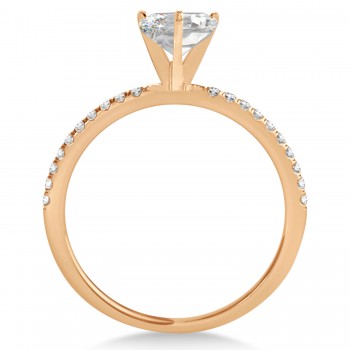 Diamond Accented Oval Shape Engagement Ring 18k Rose Gold (1.00ct)