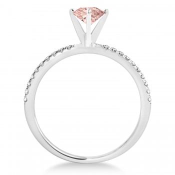 Morganite & Diamond Accented Oval Shape Engagement Ring 18k White Gold (1.00ct)