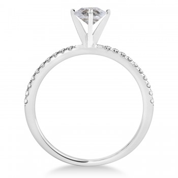 Oval Salt & Pepper Diamond Accented  Engagement Ring 18k White Gold (1.00ct)