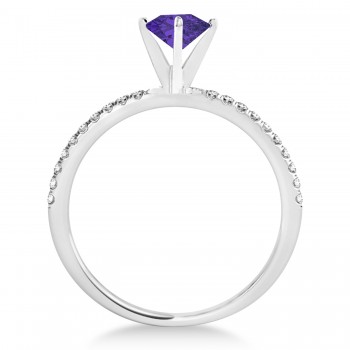 Tanzanite & Diamond Accented Oval Shape Engagement Ring 18k White Gold (1.00ct)
