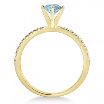 Aquamarine & Diamond Accented Oval Shape Engagement Ring 18k Yellow Gold (1.00ct)